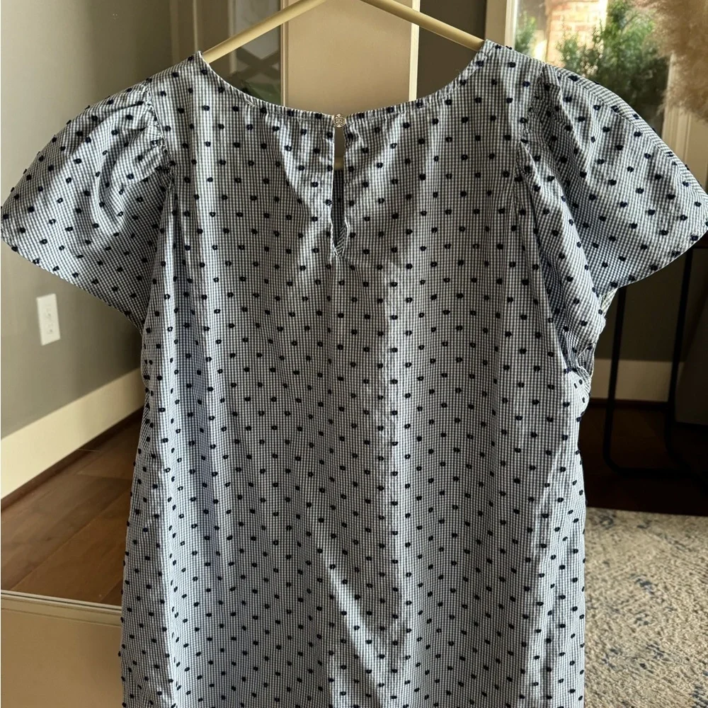 CeCe Blue and White Polka Dot Blouse - Picture 3 of 4